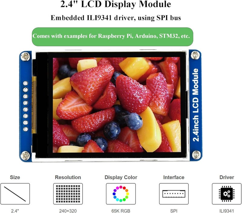 UBEEKOO وحدة عرض LCD بحجم 2.4 بوصة بدقة 240x320 ألوان RGB 65K مع وحدة تحكم ILI9341 واجهة SPI، شاشة عرض TFT متوافقة مع Raspberry Pi 5 Pi 4B 3B+ 3B Pi Zero W WH Zero 2W/Ard/STM32 - Image 2